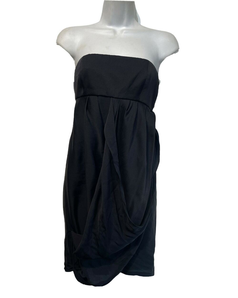 alice olivia black sleeveless silk Zip Cut Out Back bodycon dress Size XS